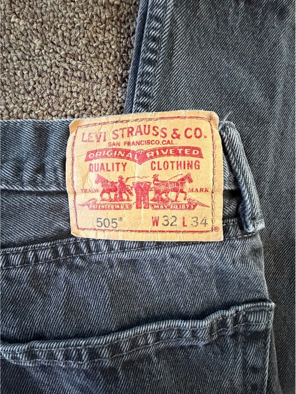 2011 Levi's 505 Straight Fit Jeans W32 L34 Black Gray Wash